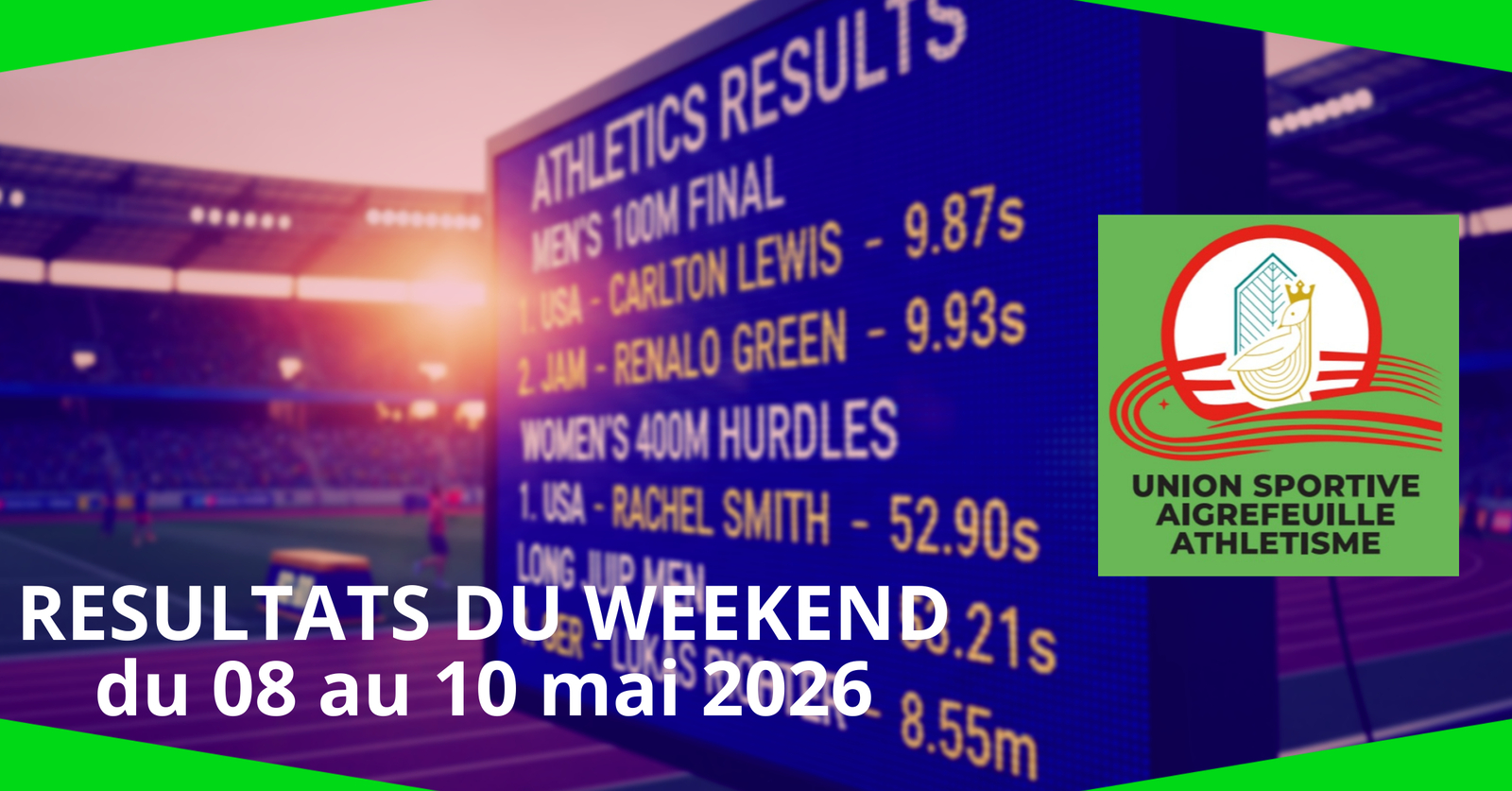 Résultats du week-end du 08 au 10 mai 2026