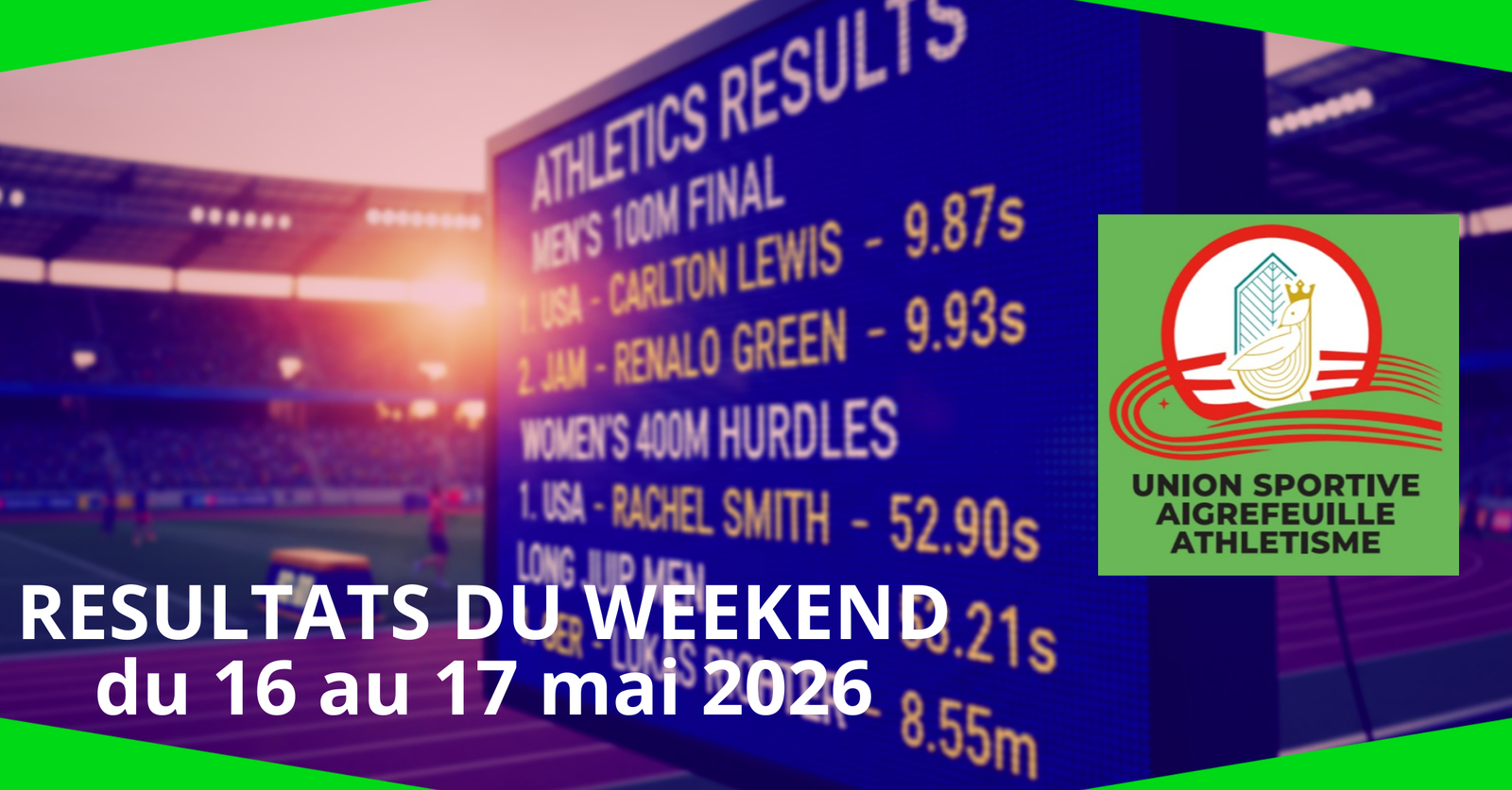 Résultats du week-end du 16 au 17 mai 2026