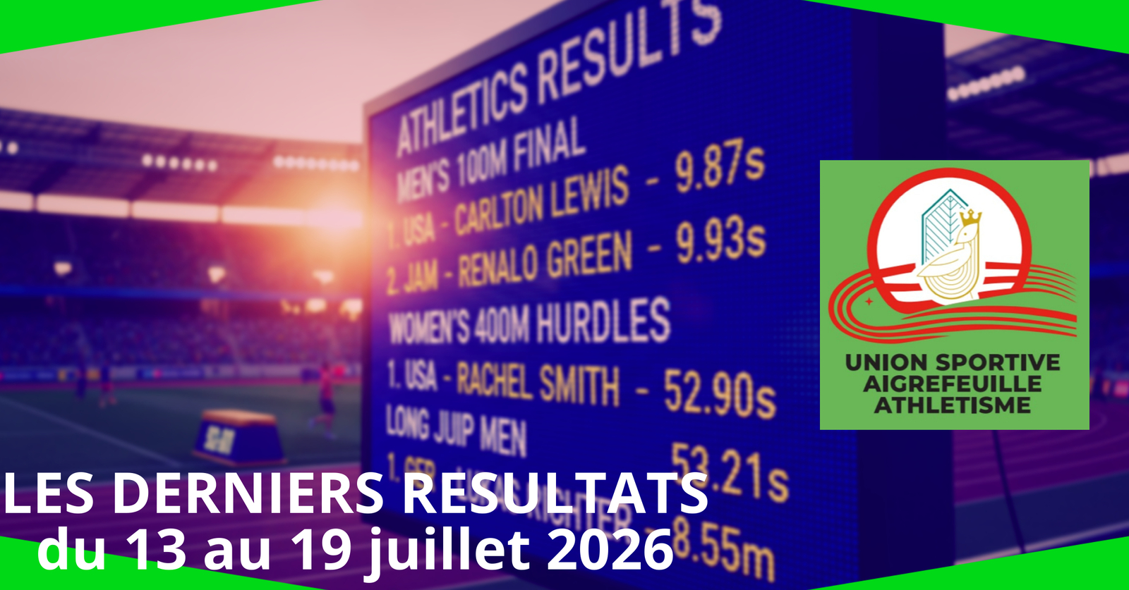 Résultats club du 13 au 19 juillet 2026