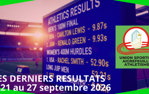 RÉSULTATS CLUB DU 21 AU 27 SEPTEMBRE 2026