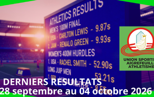 RÉSULTATS CLUB DU 28 SEPTEMBRE AU 04 OCTOBRE 2026