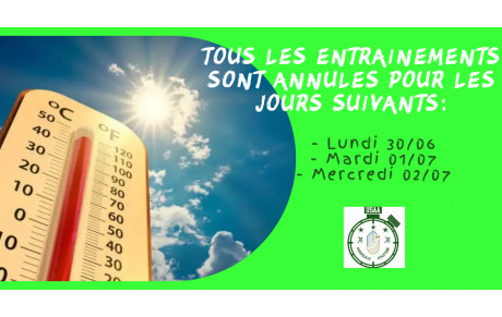 ANNULATION DES ENTRAINEMENTS